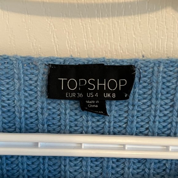Topshop Blue Knit Cropped Sweater - Picture 4 of 4